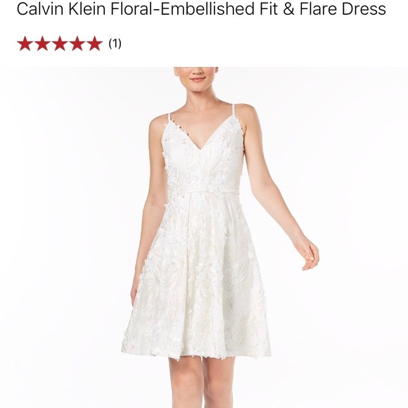 calvin klein embroidered fit & flare dress